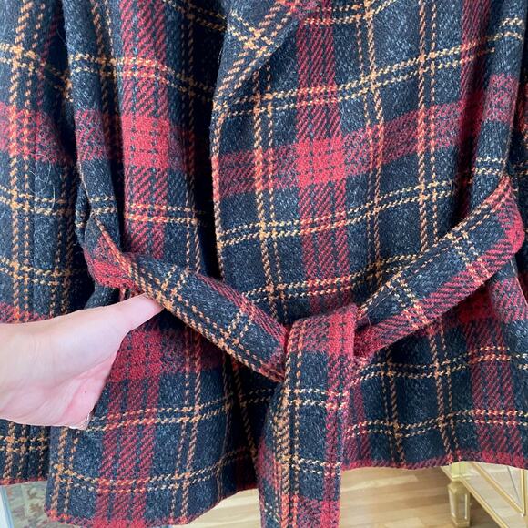 Evan-Picone Red plaid belted jacket size Petite Large - Picture 6 of 8